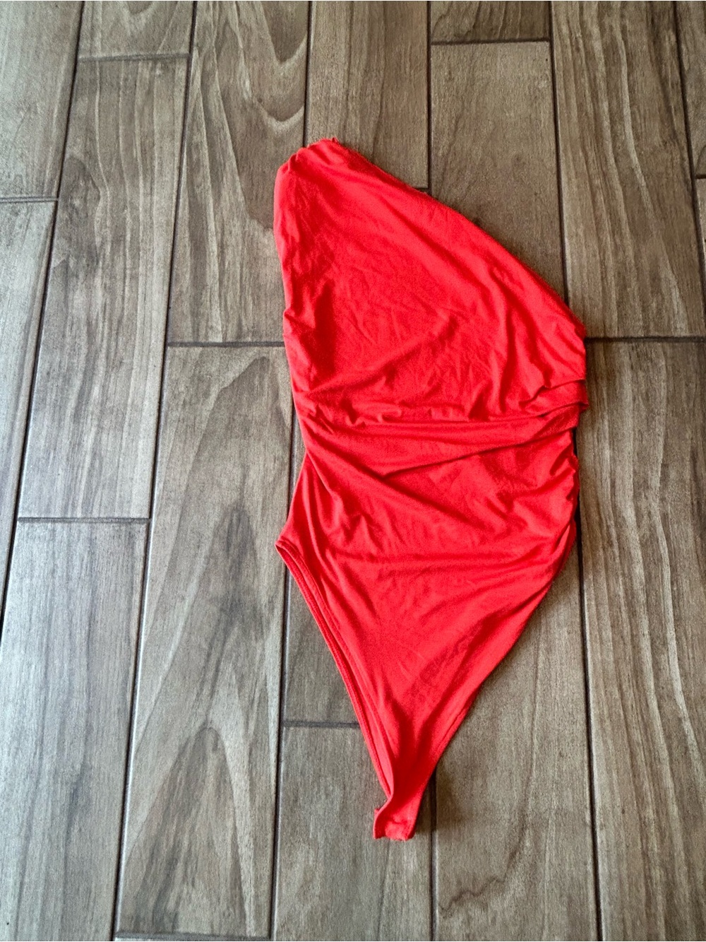 Zara Orange One-Shoulder One-Piece Bodysuit